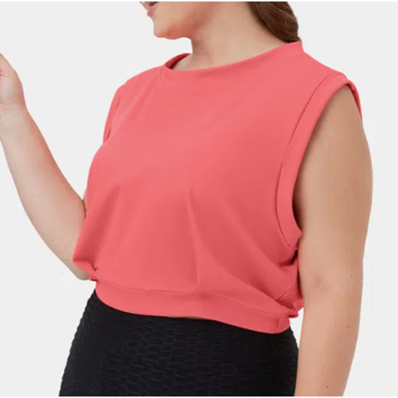 NWT Halara Women's Crew Neck Sleeveless Cropped Yoga Tank Top Georgia Peach 3X - Picture 3 of 9